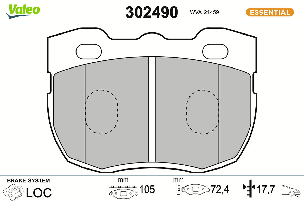 Jeu de 4 plaquettes de frein VALEO ref. 302490